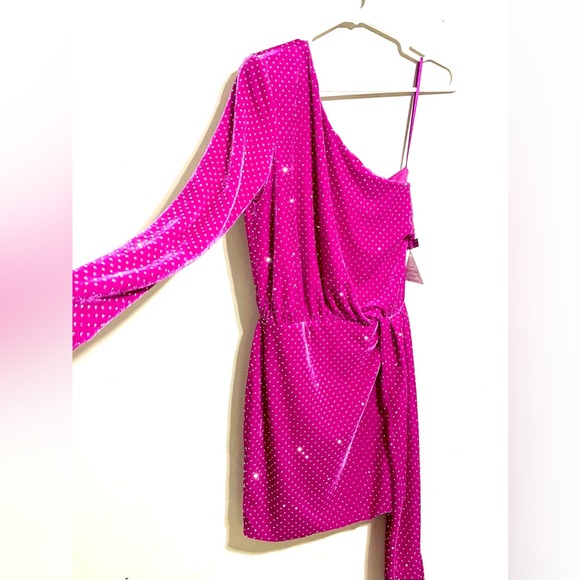 NWT Purple Sequin Asymmetrical Mini Dress reception Party Nadine Merabi Holiday - Picture 6 of 12